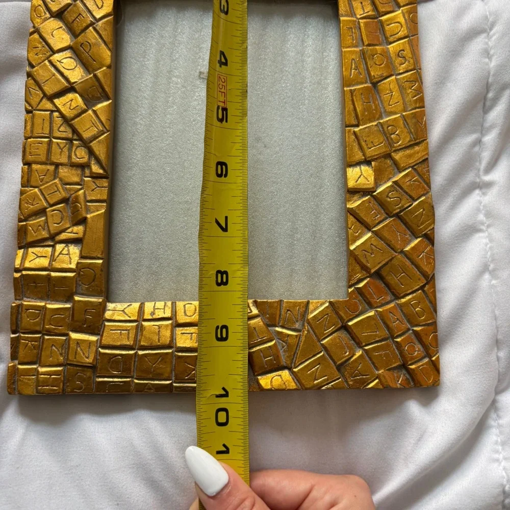 Vintage Gold Alphabet Tile Mosaic Photo Frame 5x7 Eclectic Home Decor Teacher